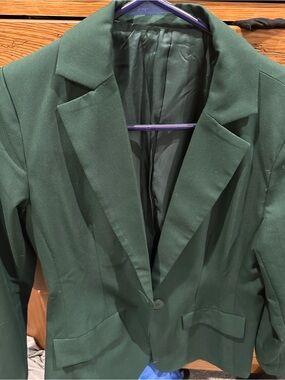 Forest Green Single-Button Blazer